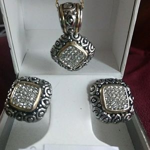 Vintage pierced earring and necklace set